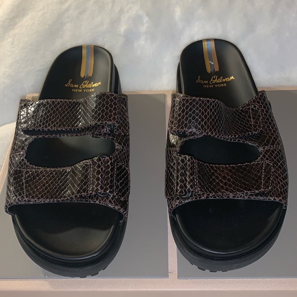 🇺🇸 Brown Lug Soles ELIANA Snake Print Leather Platform Sandals NWOB 8.5 - Picture 8 of 14